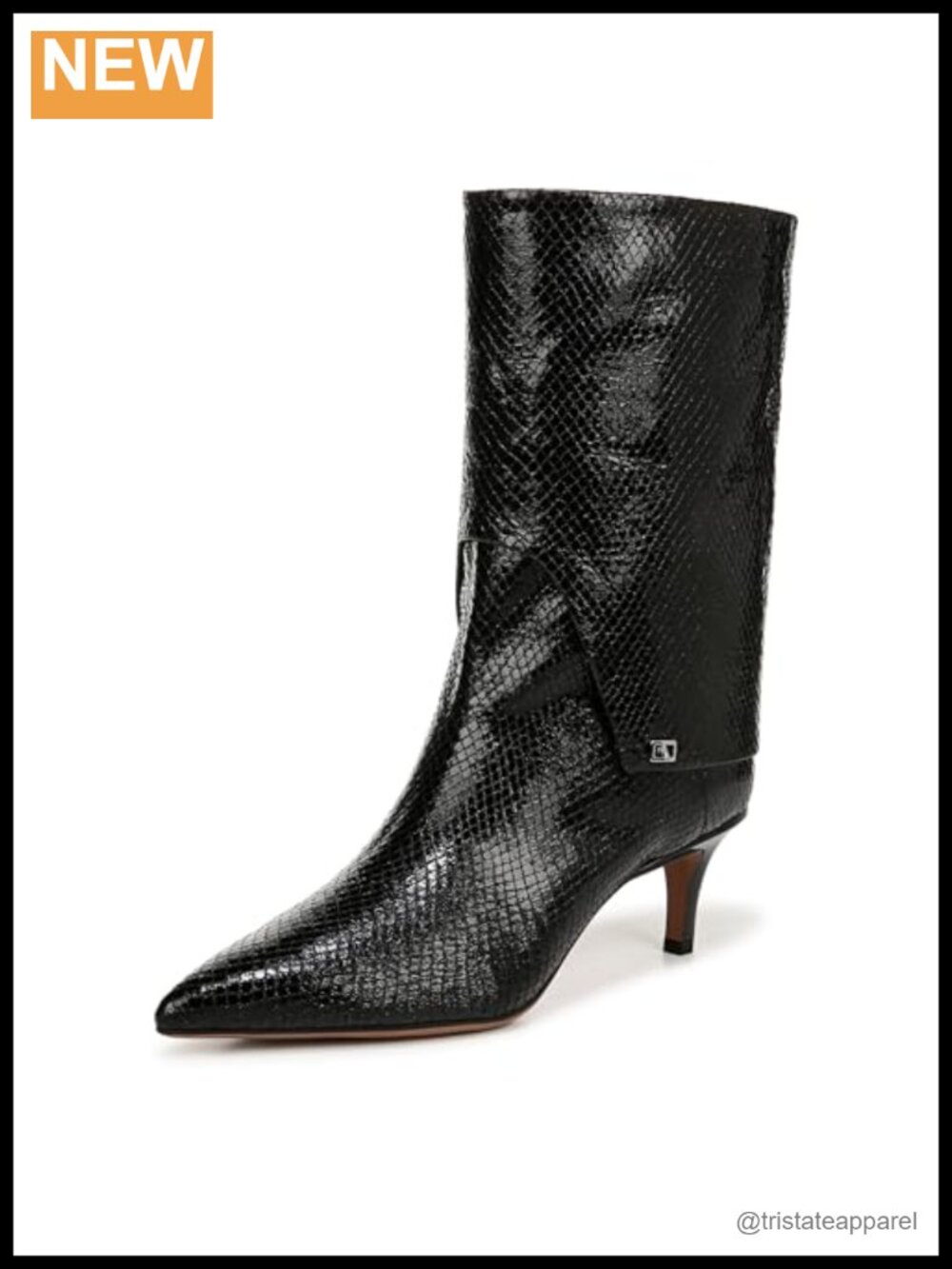 Franco Sarto Alberta Pointed Toe Mid Calf Boots Kitten Heel Zip Women's
